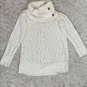 Button Turtleneck Sweater